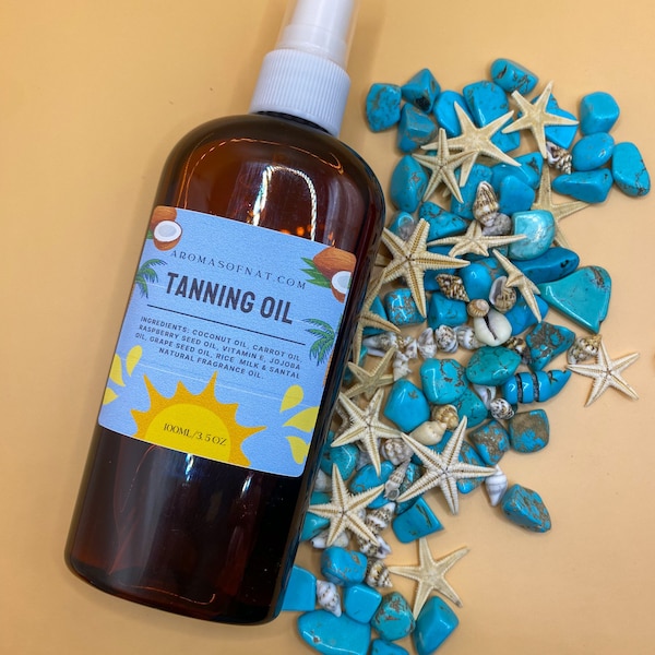 Natural Tanning Oil with Carrot Oil and Raspberry Seed Oil | Organic Sun Oil Natural Sunblock Beach | Sun Kissed Skin | Beach Essentials |