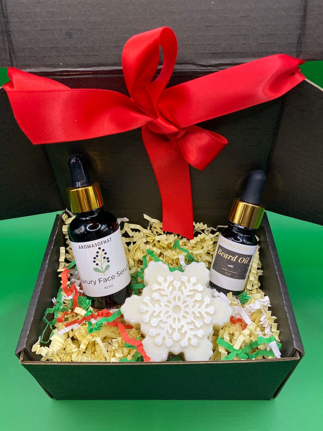 Fathers Day LUXE GIFT Box for Men Face Serum and Beard Oil Handmade Soap Gift Set Gift Set for