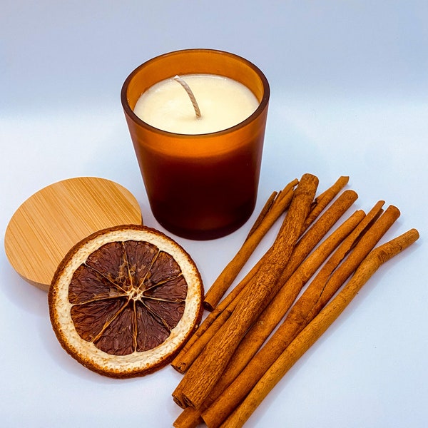 Winter Soy Candle In Amber Jar | Soy Candles | ORANGE Candle |  Relaxing Fall Candle  5 Oz Candle Jar