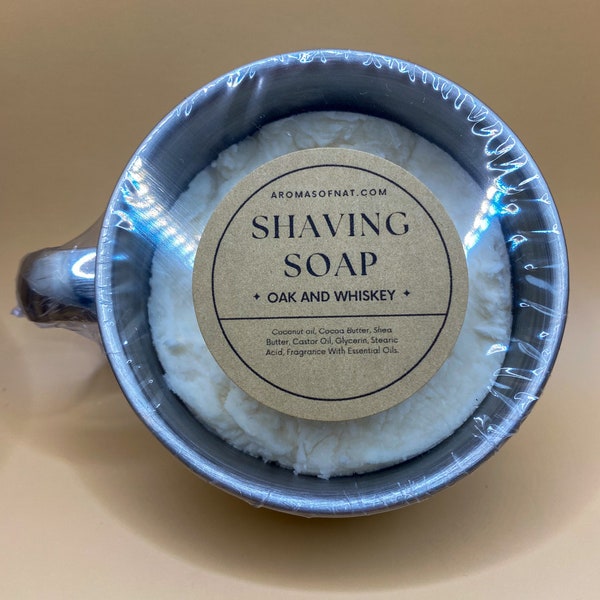 Natural SHAVING SOAP in Stainless Steel CUP | Old Fashion Shaving Bowl | Shaving Soap for Men | Shave Soap | Christmas Gift For Father