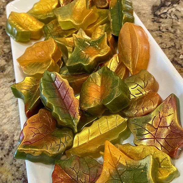 Mini Fall Soap Bars | Leaves Soap | Set of 4 Soap Bars | Fall Decor Mini Leaf Soap | Fall Decor For Kitchen | Fall Decor for Bathroom