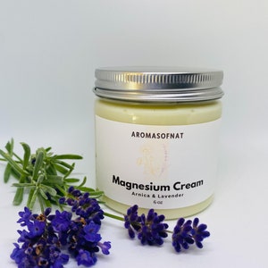 MAGNESIUM Cream | Organic MOISTURIZER | Natural 6oz Salve | Magnesium Lotion | Arnica Cream | Herbal Cream | Essential Oil Cream | Lavender
