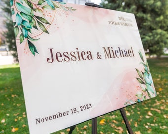 Foam Board Wedding Welcome Sign with Stand, Foam Board Print Welcome Sign, Wedding Sign Modern, White Wedding Sign, Custom Wedding Sign