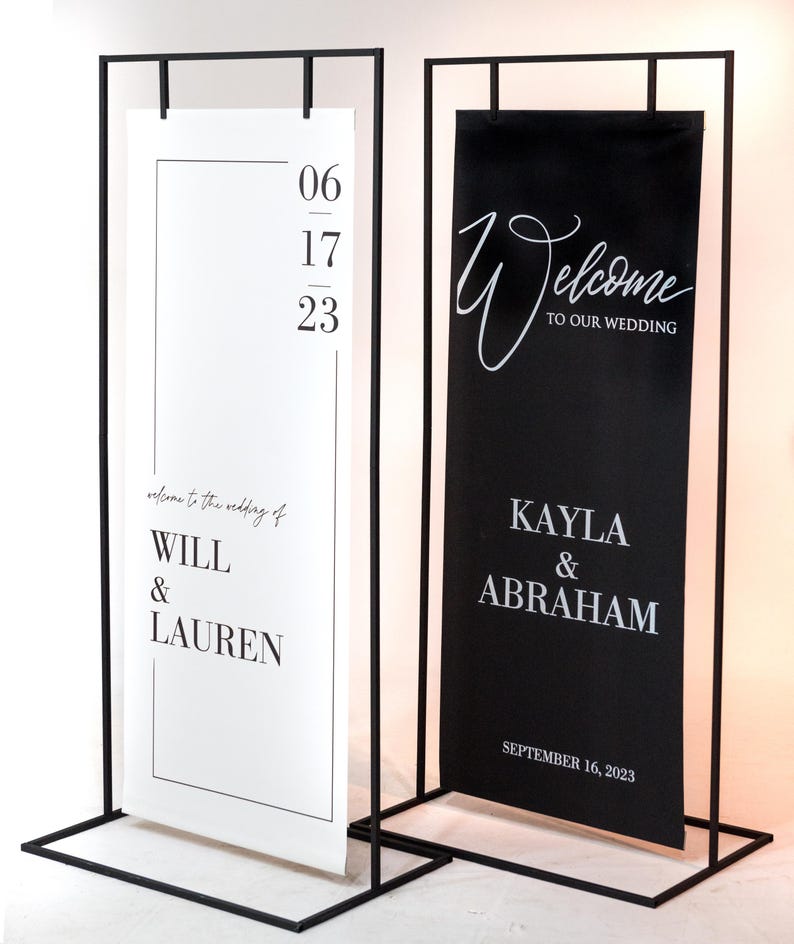 Letreros de bienvenida para bodas en blanco y negro con soporte, soporte para plano de asientos y letrero de bienvenida grande, para decoración de fiestas.