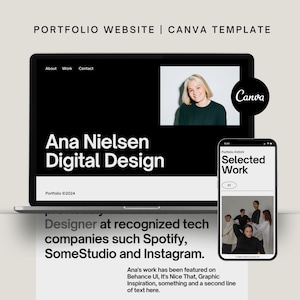 Modelo de Portfólio para Designers e Freelancers, Portfólio de Design Minimalista, Portfólio de Design UX Criativo | Modelos de Site Canva