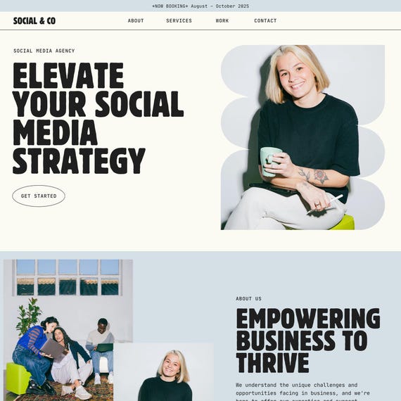 Canva Website Template for Social Media Agency, Social Media Manager Landing Page, Marketing Agency Portfolio Template, Web Site One Page