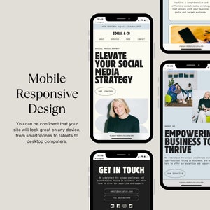 Canva-webbmall för sociala mediebyråer, landningssida för sociala medieansvariga, portfoliomall för marknadsföringsbyråer, webbplats med en sida bild 7