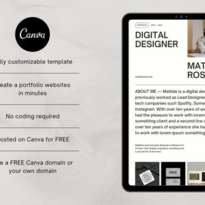 Szablon witryny internetowej portfolio dla projektantów i freelancerów, minimalistyczne portfolio projektowe, kreatywne portfolio projektowe, witryna internetowa Canva zdjęcie 8
