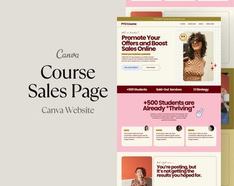 Canva Sales Page, Canva Website Template | Coaching, Course Creator, Sales Funnels, Landing Pages, Coaches, Marketing, Retro Website Theme