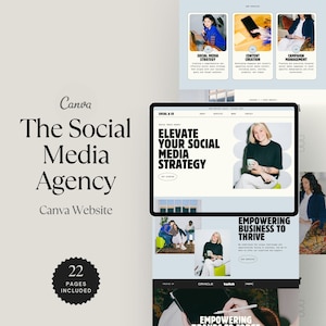 Canva Website Template for Social Media Agency, Social Media Manager Landing Page, Marketing Agency Portfolio Template, Web Site One Page
