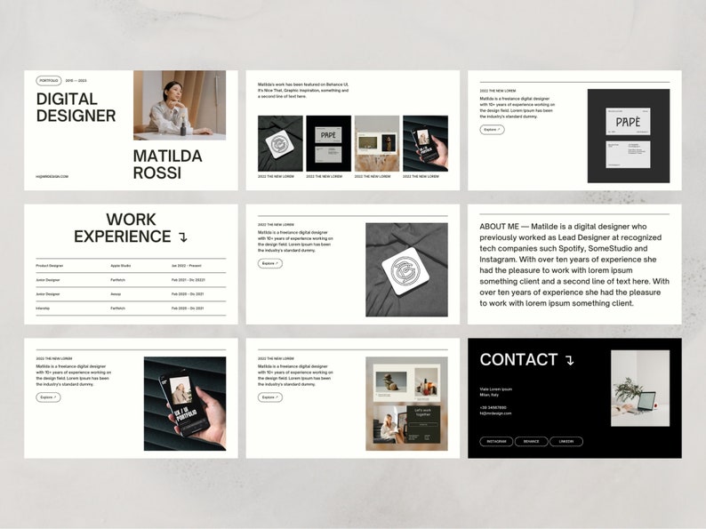 Szablon witryny internetowej portfolio dla projektantów i freelancerów, minimalistyczne portfolio projektowe, kreatywne portfolio projektowe, witryna internetowa Canva zdjęcie 3