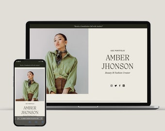 Modelo de site Canva para portfólio UGC: Kit de mídia minimalista Boho