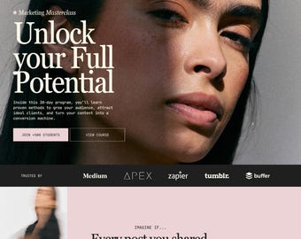 Sales Page Canva Website Template | Pink Landing Page | Course Creator, Sales Funnels, Coaches, Marketing, Online Course Launch