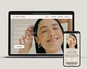 Canva Website Template for Coaches | Beige Minimal Feminine Design
