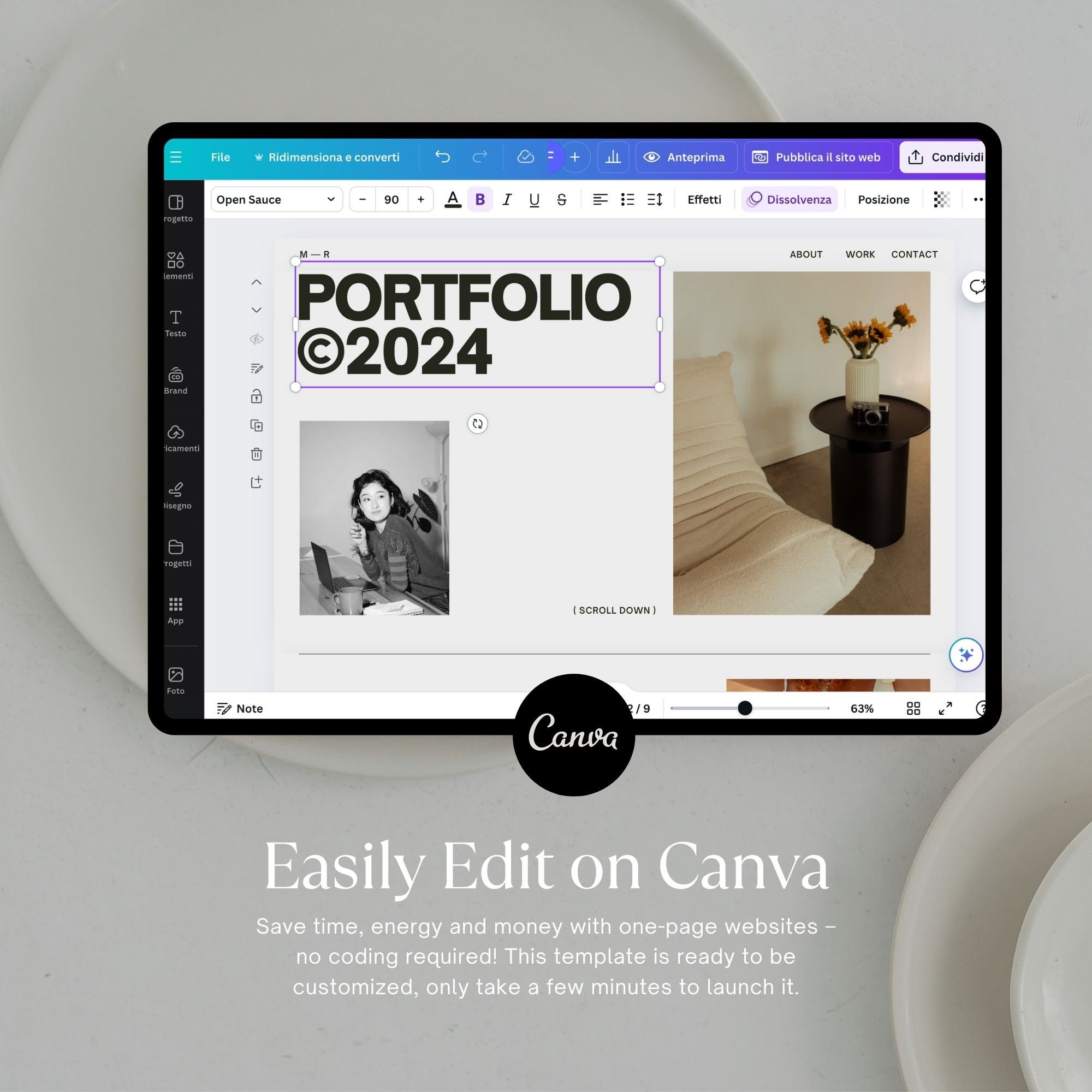 Designer Portfolio Website Canva Template, Creative Resume - Etsy