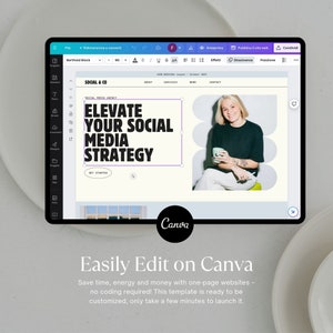Canva-webbmall för sociala mediebyråer, landningssida för sociala medieansvariga, portfoliomall för marknadsföringsbyråer, webbplats med en sida bild 9
