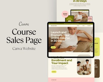 Canva Sales Page, Canva Website Template | Coaching, Course Creator, Sales Funnels, Landing Pages, Coaches, Marketing, Pink Website Theme