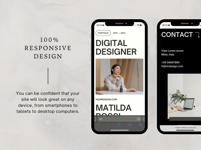 Szablon witryny internetowej portfolio dla projektantów i freelancerów, minimalistyczne portfolio projektowe, kreatywne portfolio projektowe, witryna internetowa Canva zdjęcie 4