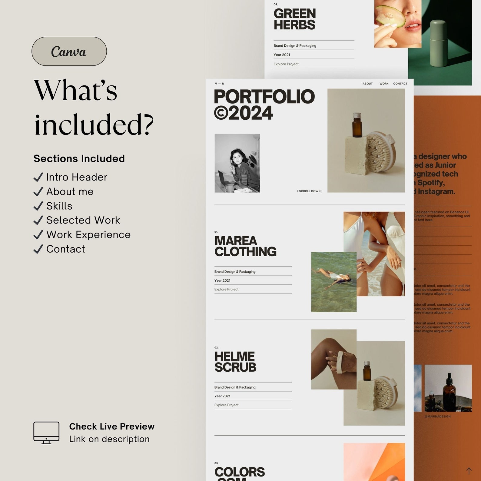 Designer Portfolio Website Canva Template, Creative Resume - Etsy
