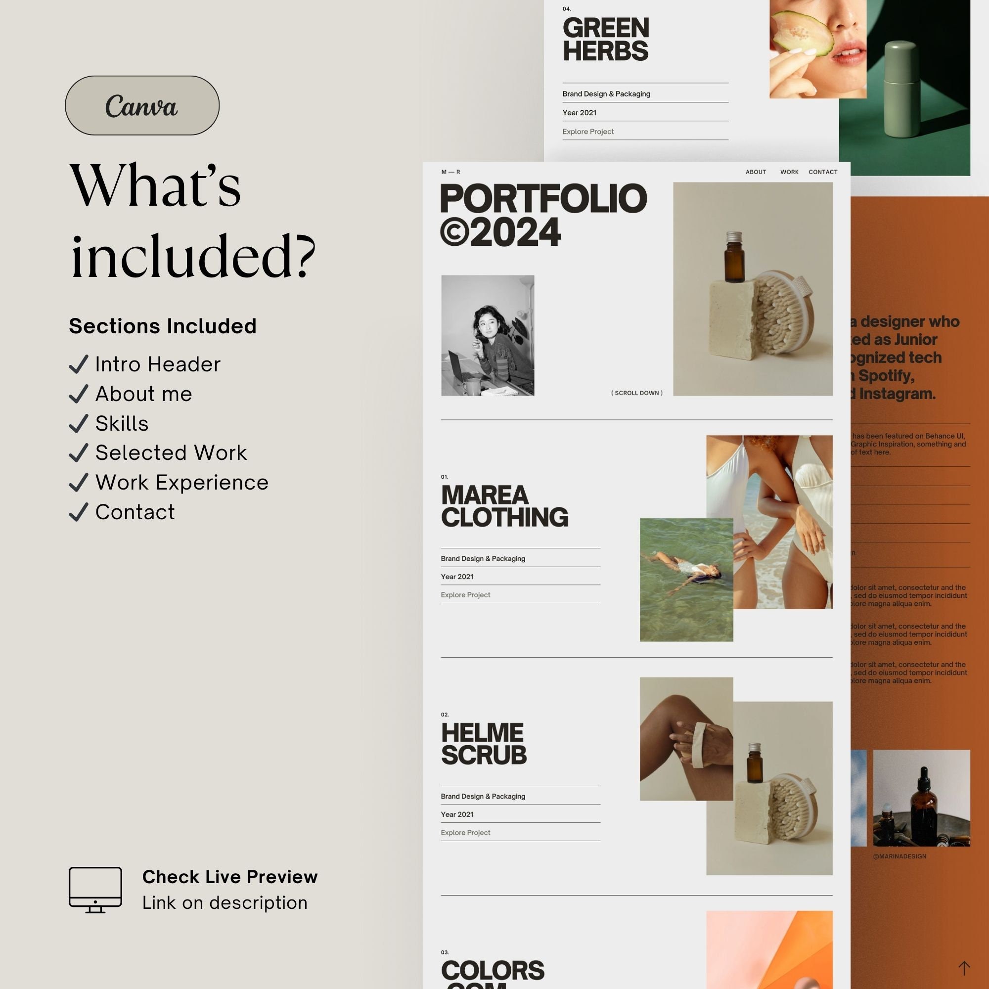 Designer Portfolio Website Canva Template, Creative Resume - Etsy