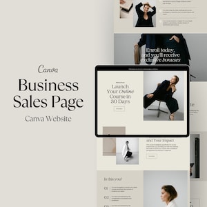 Canva Website Template: Beige Sales Page for Coaches (Digital Download)