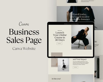 Modelo de site Canva: Página de vendas bege para treinadores (download digital)