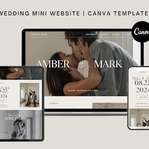 Wedding Mini Website, Editable Canva Template | Digital Invitation, Program Details, RSVP, Boho Wedding Invite, Wedding Timeline of Events
