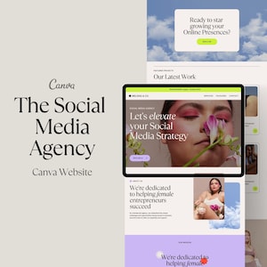Canva Website Template for Social Media Agency, Marketing Sales Page, Sales Funnel, Social Media Manager Landing Page Template
