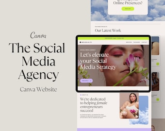 Canva-webbmall, säljsida för sociala medier-byråer (digital nedladdning)