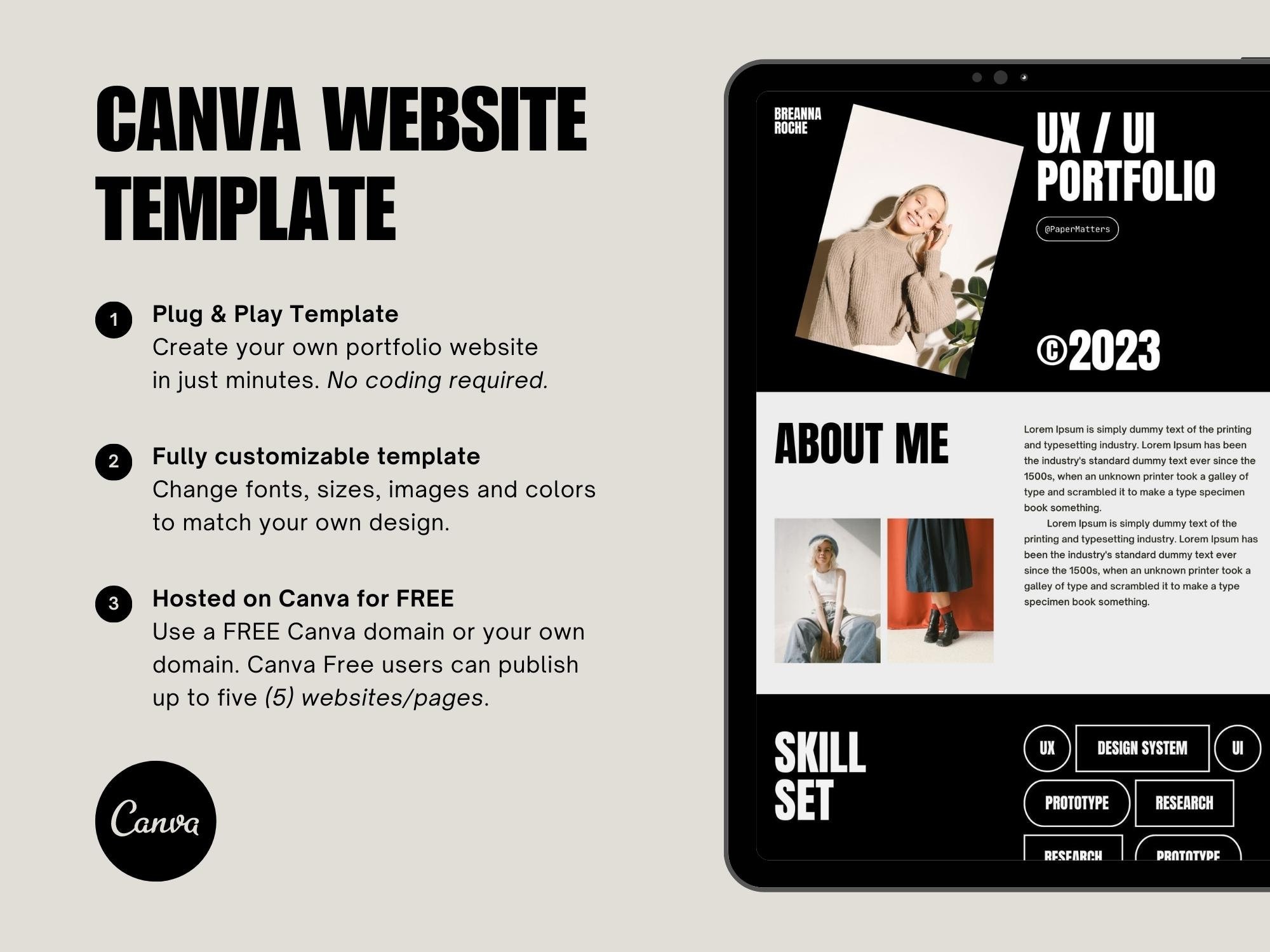 Canva Website Template for Freelancer and Designer, Minimal UX/UI ...