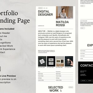 Szablon witryny internetowej portfolio dla projektantów i freelancerów, minimalistyczne portfolio projektowe, kreatywne portfolio projektowe, witryna internetowa Canva zdjęcie 2