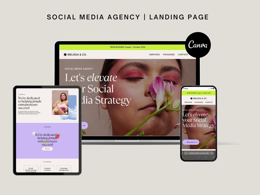 Canva Website Template, Social Media Agency Landing Page (digital ...