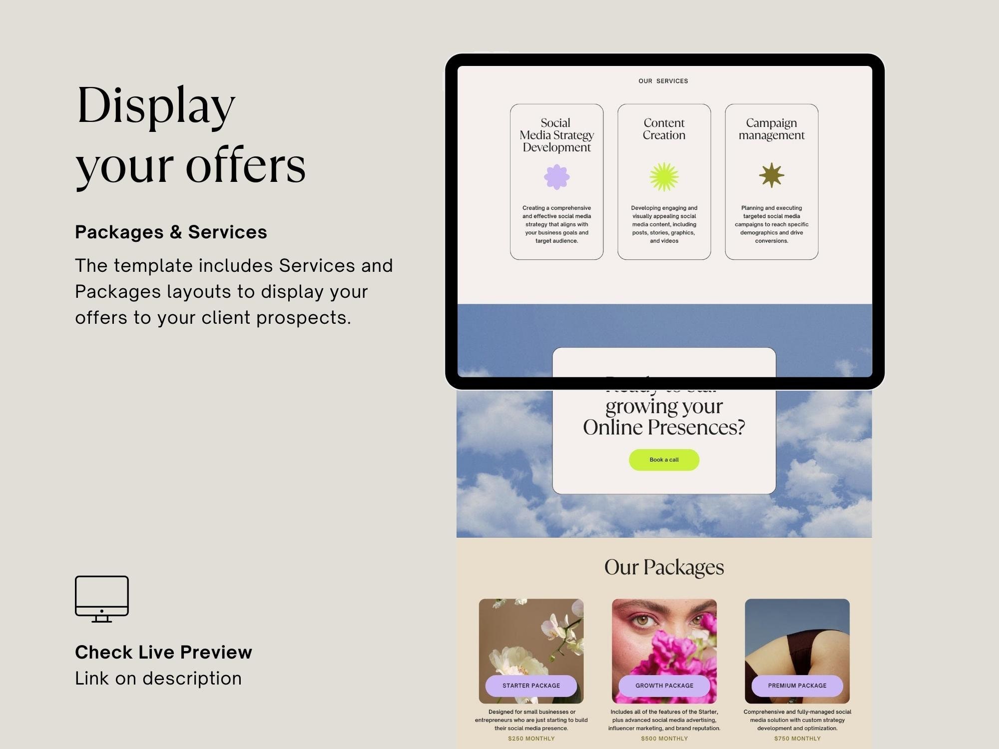 Canva Website Template for Social Media Agency Social Media - Etsy