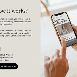 Szablon witryny internetowej portfolio dla projektantów i freelancerów, minimalistyczne portfolio projektowe, kreatywne portfolio projektowe, witryna internetowa Canva zdjęcie 7