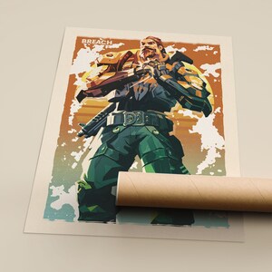Breach Valorant Poster, Valorant Breach Art Print, Valorant Wall Art, Gift For Valorant Gamer, Gaming Poster, Game Room Wall Decor