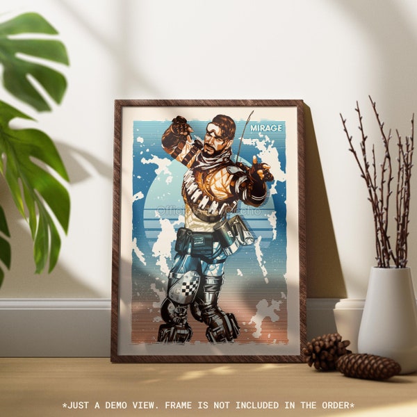 Mirage Apex Legends Poster - Mirage Mattes Papier Kunstdruck, Gaming Wandkunst, Spielzimmer Dekor, Videospiel Poster, Gamer Geschenk