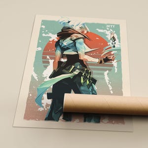 Jett Valorant Poster, Valorant Jett Art Print, Valorant Wall Art, Gift For Valorant Gamer, Gaming Poster, Game Room Wall Decor