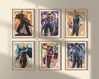 Valorant Art Print Poster Set: Tejo, Omen, Chamber, Sova, Gekko, Yoru
