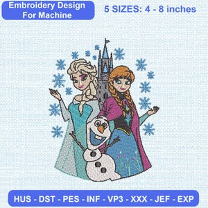 Anna Elsa Machine Embroidery Pattern, Satin Stitch Design (Digital Download)