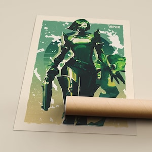 Viper Valorant Poster, Valorant Viper Art Print, Valorant Wall Art, Gift For Valorant Gamer, Gaming Poster, Game Room Wall Decor