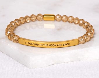 I Love You To The Moon And Back - Silver Champagne Crystal