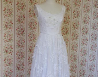 Vintage embroidered cotton tulle gown