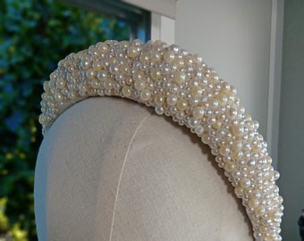 Pearl Headband made from vintage faux pearls