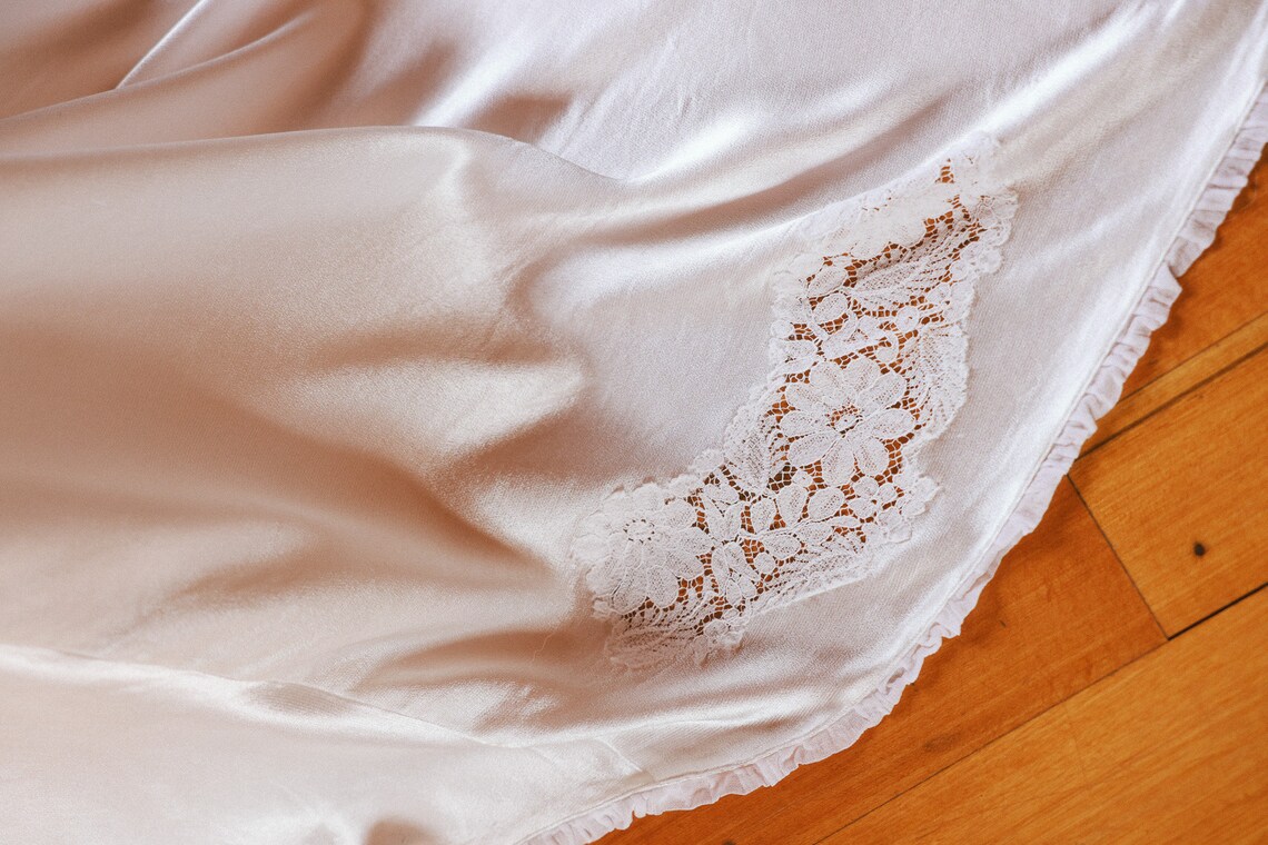 1940's Silk Satin and Lace Gown Etsy Canada