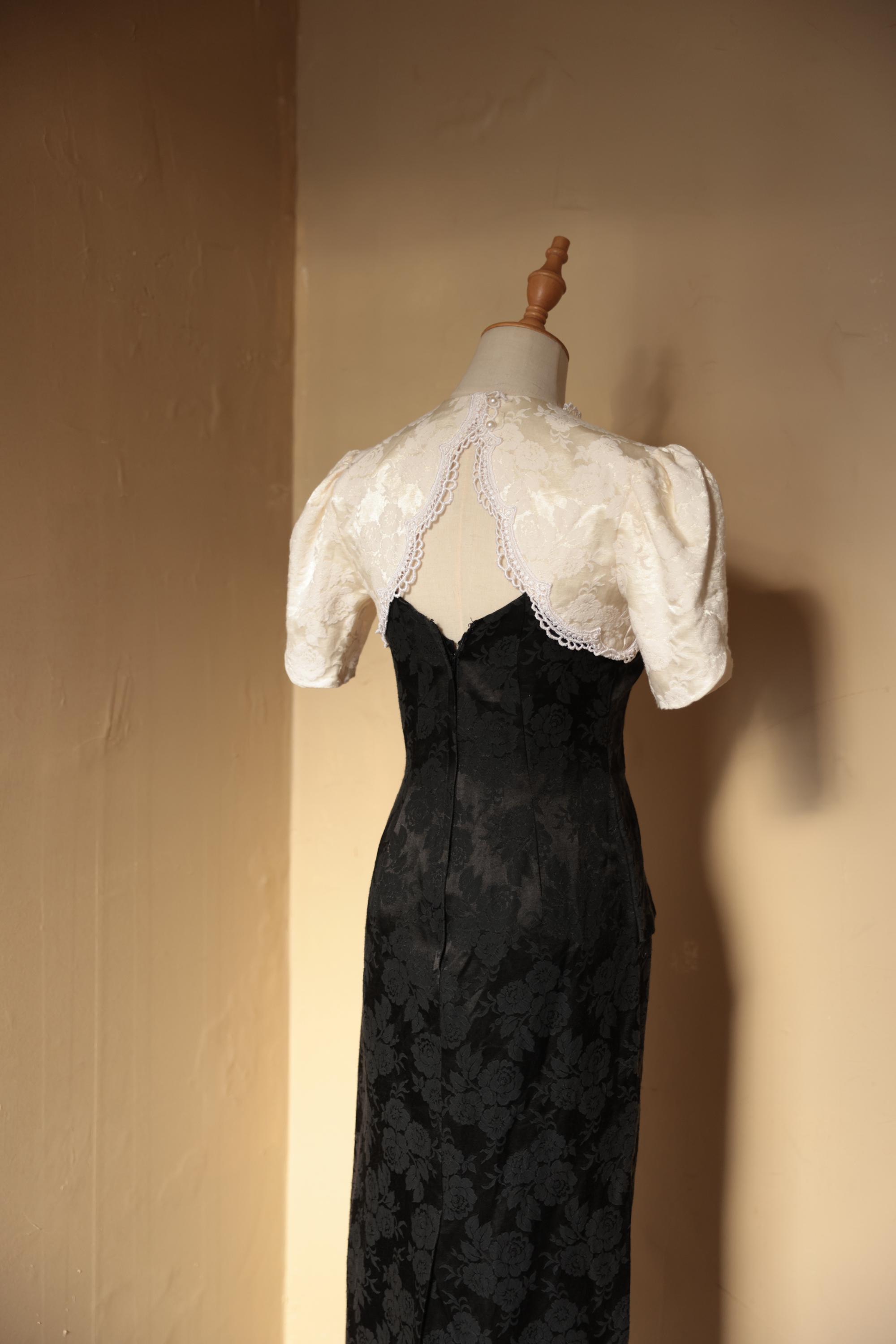 white christmas dresses Vintage Scott McClintock Black Velvet/Organza Ballgown – Amorin Vintage main image 1