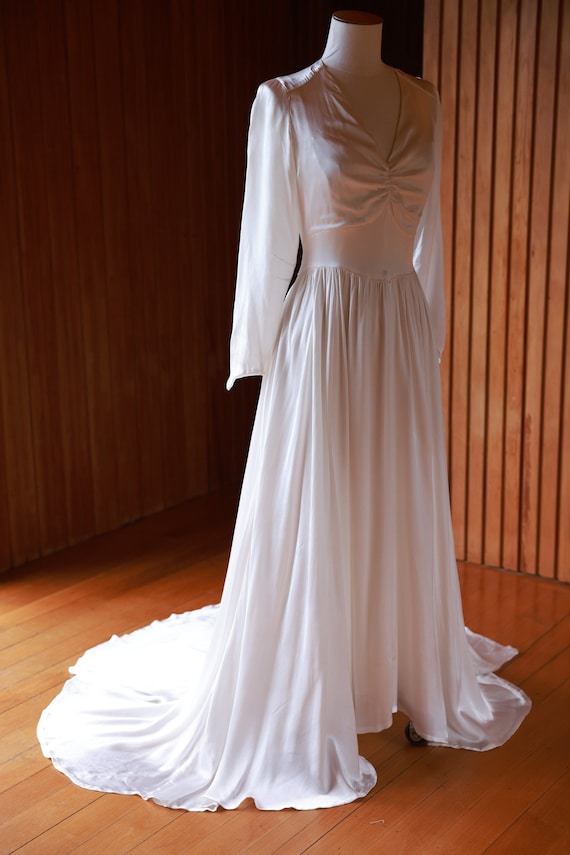 1940's Silk Satin Gown With Slip - Etsy