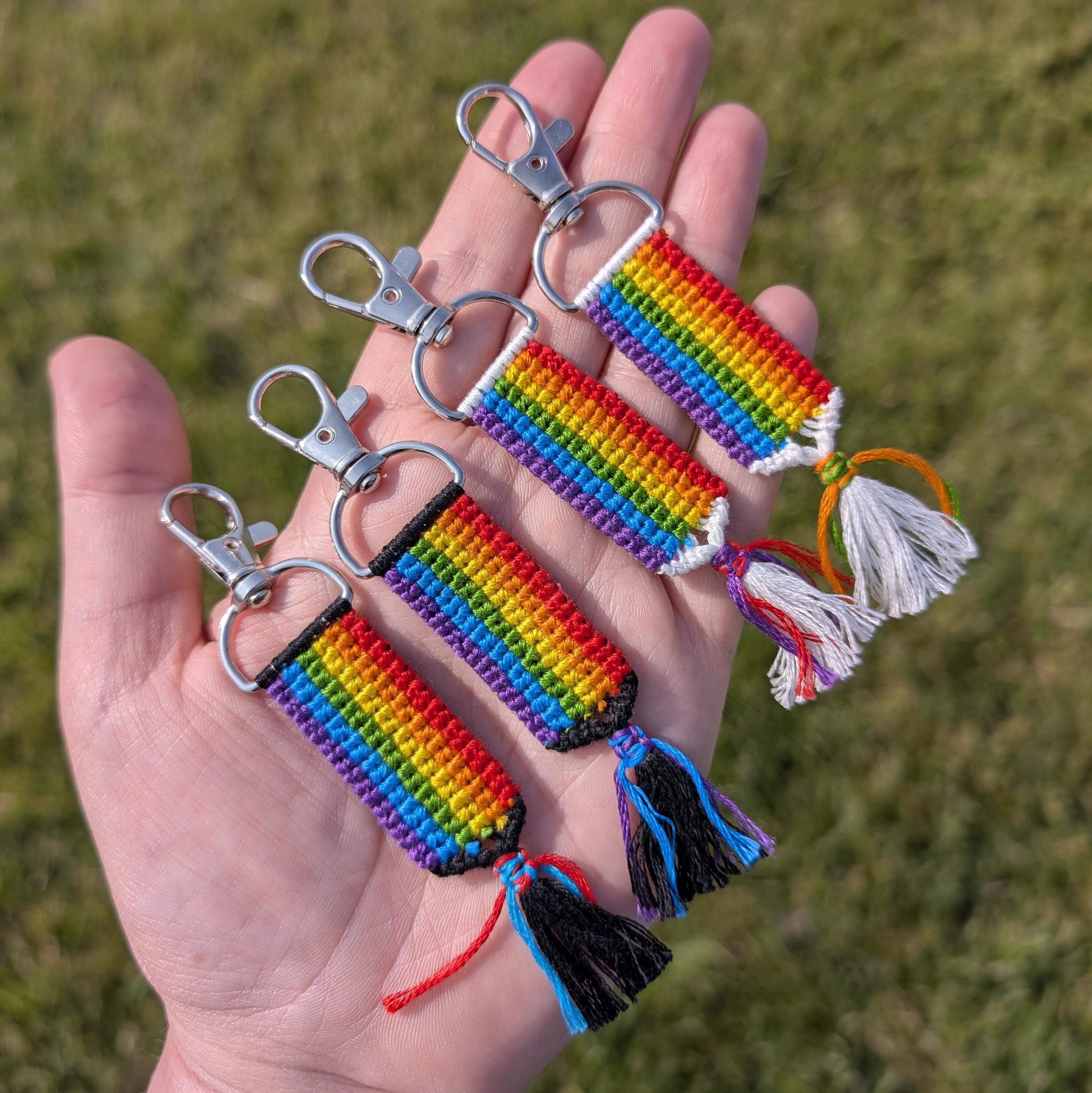 Handmade MINI Pride Flag Keychain - Hand-knotted With Embroidery Floss ...