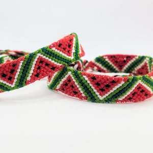 Watermelon Friendship Bracelet, DMC Embroidery Floss, Unisex, Hand-Knotted, Adjustable (Made-to-Order)