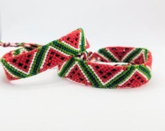 Watermelon Friendship Bracelet, Hand-Knotted, Adjustable (Made-to-Order)