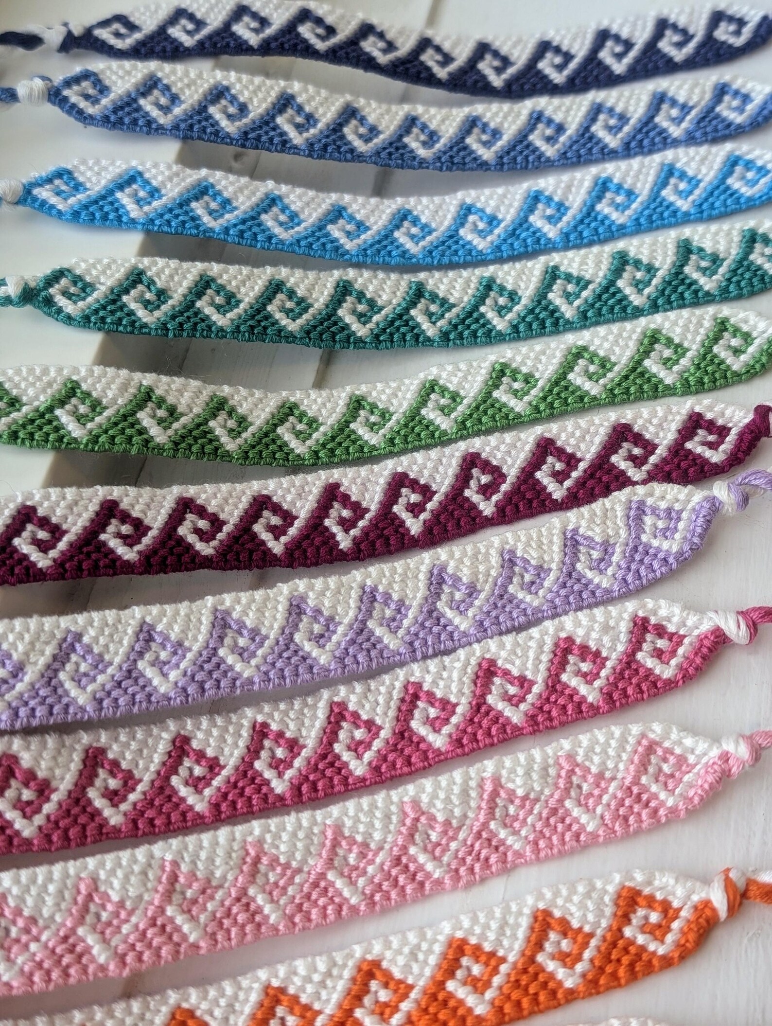 Greek Wave Friendship Bracelet, DMC Embroidery Floss, Hand-knotted ...